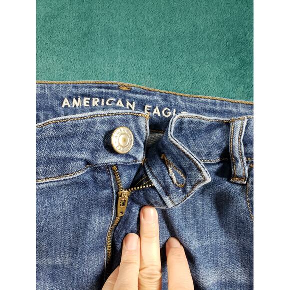 American Eagle Jeans Size 24 Womens Blue Stretch Denim High Rise Jegging Crop - Picture 6 of 14